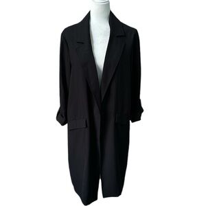 Primark Black Open Longline Lightweight Duster Jacket Lagenlook Size US 10